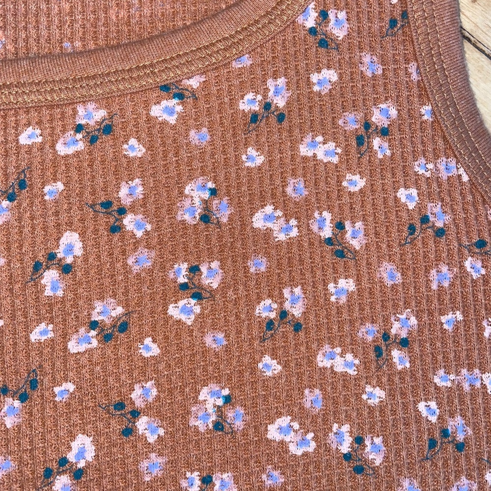 American Eagle Waffle Knit Tank Mini Dress Boho Ditzy Micro Floral Print - Picture 3 of 9